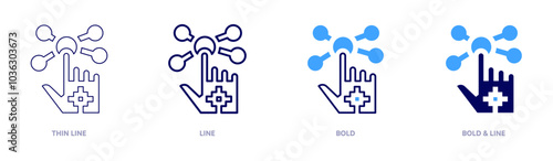 Gloves icon in 4 different styles. Thin Line, Line, Bold, and Bold Line. Duotone style. Editable stroke