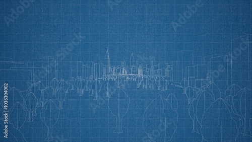 Technical drawing on a gradient background.Mechanical Engineering drawing