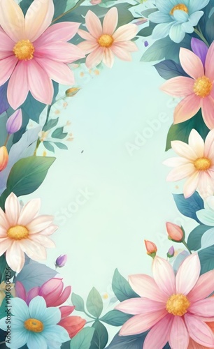 Wallpaper Mural frame with flowers Torontodigital.ca