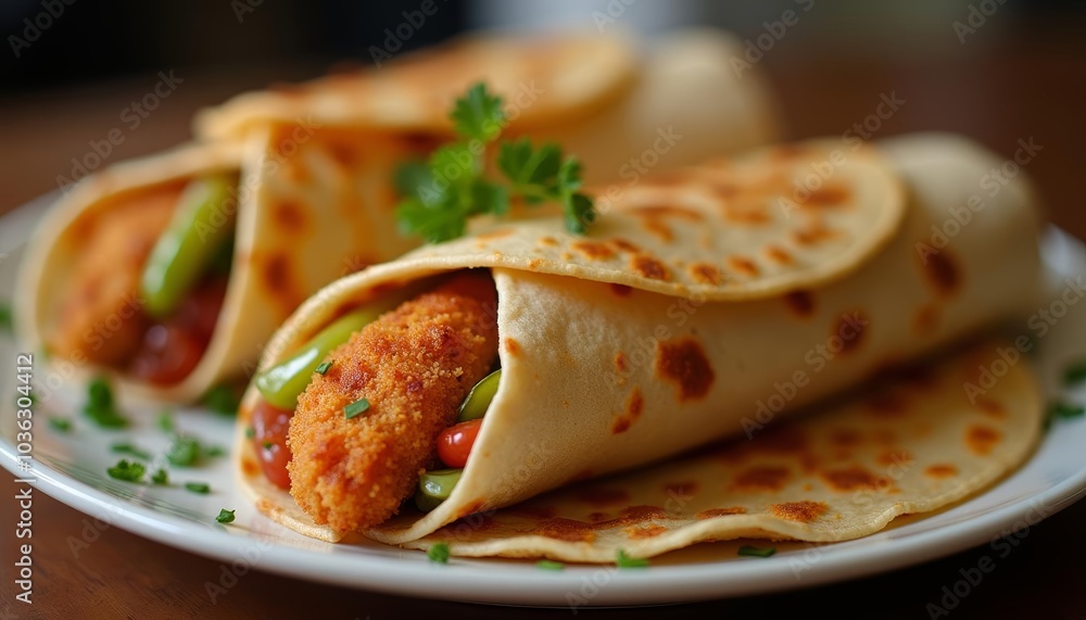 Deliciously wrapped A culinary delight on a plate Deliciously wrapped A culinary delight on a plate