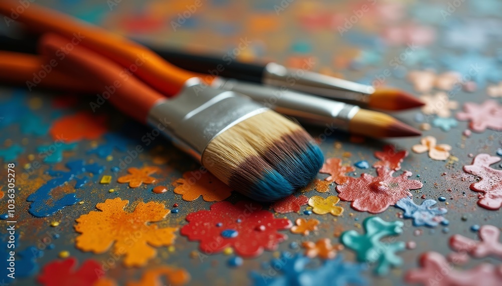 Fototapeta premium Artists tools in a vibrant palette
