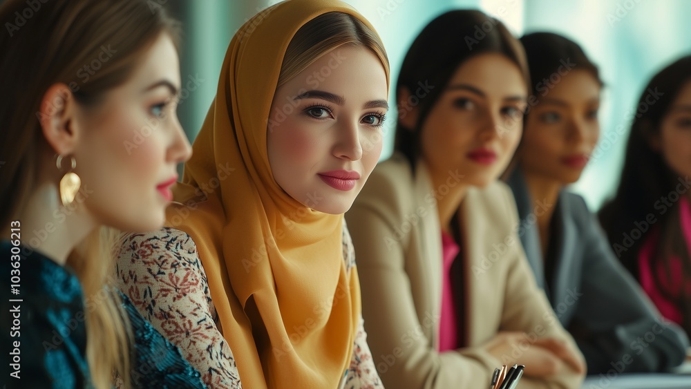 Women from different countries working or meeting together, highlighting the role of women in the modern world, United Nations Day Women from different countries working or meeting together, highlighting the role of women in the modern world, United Nations Day