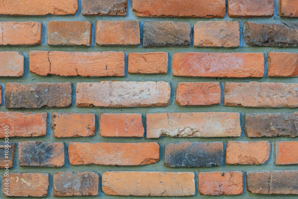 A brick wall with a brown and tan color