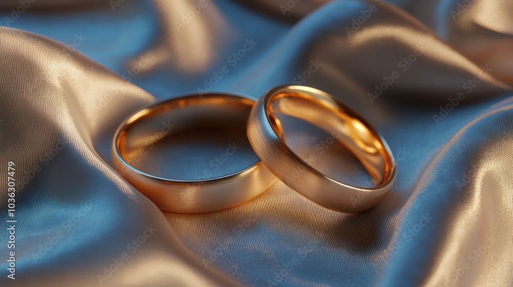 Two Golden Wedding Bands on Satin Two Golden Wedding Bands on Satin