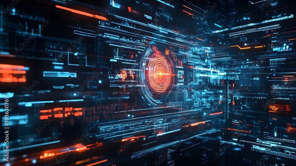 Fototapeta premium Glowing Digital Scheme Abstract Background. 3D illustration. 