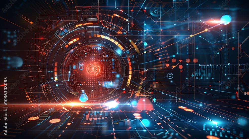 A futuristic digital interface with vibrant colors and abstract patterns, representing technology and data flow. A futuristic digital interface with vibrant colors and abstract patterns, representing technology and data flow.
