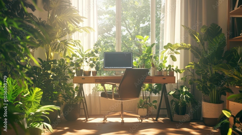 Fototapeta premium Home Office with Plants