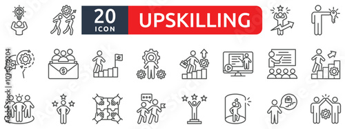 Upskilling icon set