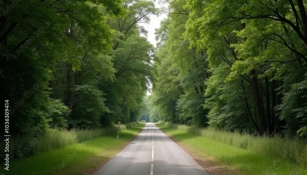 Fototapeta premium A serene forest road inviting exploration