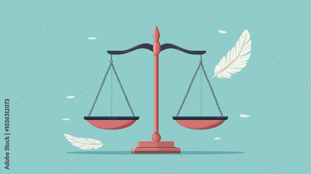 Balanced Scales of Justice with Feather Symbols Balanced Scales of Justice with Feather Symbols