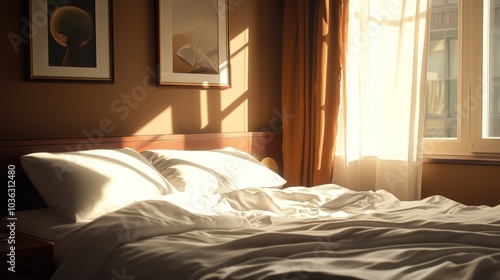 Wallpaper Mural Sunlight Streaming Through the Window in a Hotel Room Torontodigital.ca