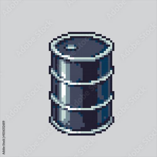 Pixel art illustration Oil Barrel. Pixelated Steel Barrel. Oil Steel Barrel pixelated for the pixel art game and icon for website and video game. old school retro.