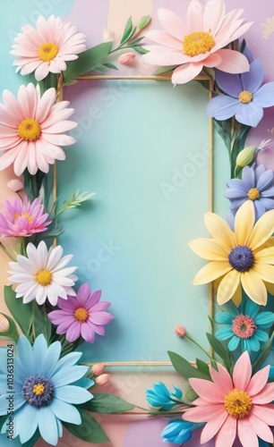 Wallpaper Mural frame of flowers Torontodigital.ca