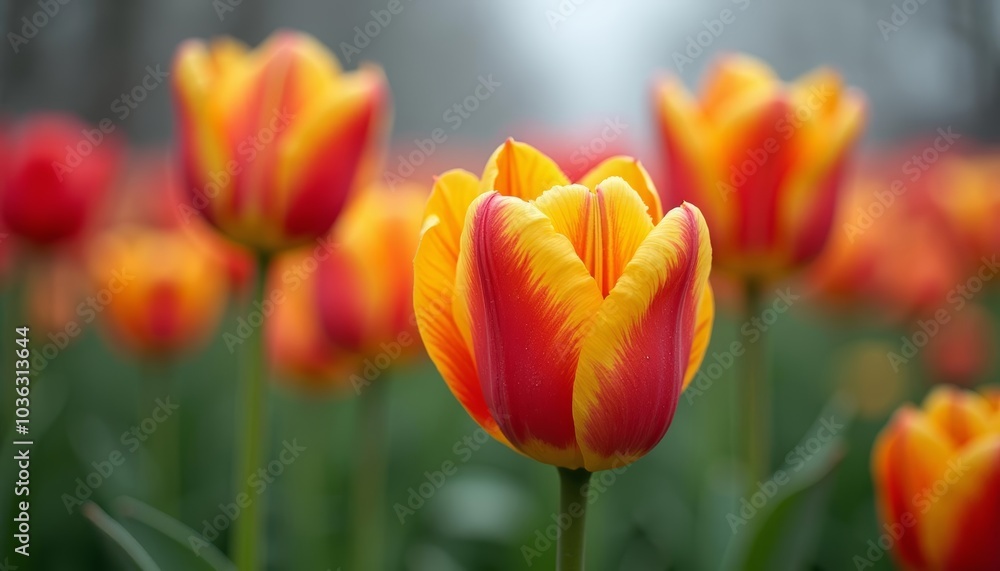 Vibrant tulips in bloom a symbol of springs arrival Vibrant tulips in bloom a symbol of springs arrival