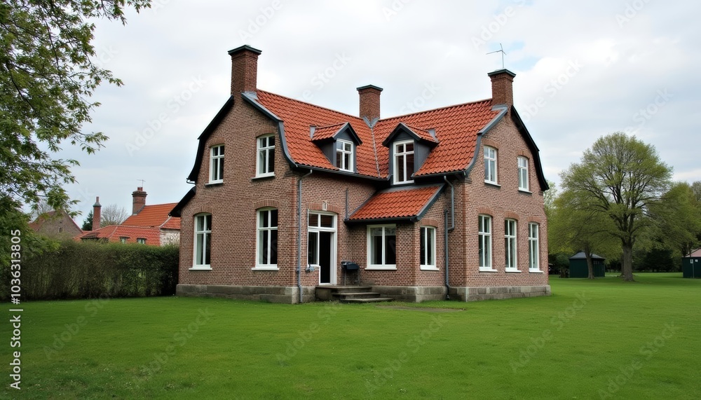 Charming brick house with inviting porch and lush lawn Charming brick house with inviting porch and lush lawn