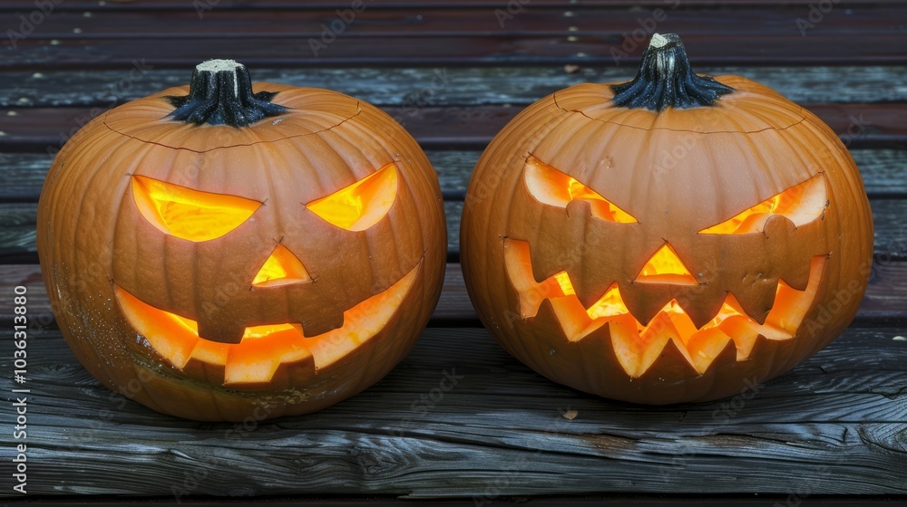Glowing jack-o-lantern pumpkins for Halloween Glowing jack-o-lantern pumpkins for Halloween