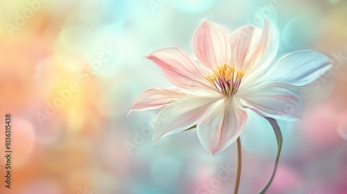 Delicate Pink Flower on a Pastel Background