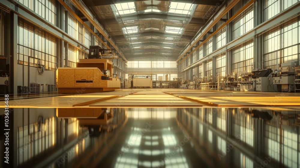 Efficient and Clean Plywood Factory with Advanced CNC Machine Operations in a Warm and Well-Lit Environment Efficient and Clean Plywood Factory with Advanced CNC Machine Operations in a Warm and Well-Lit Environment
