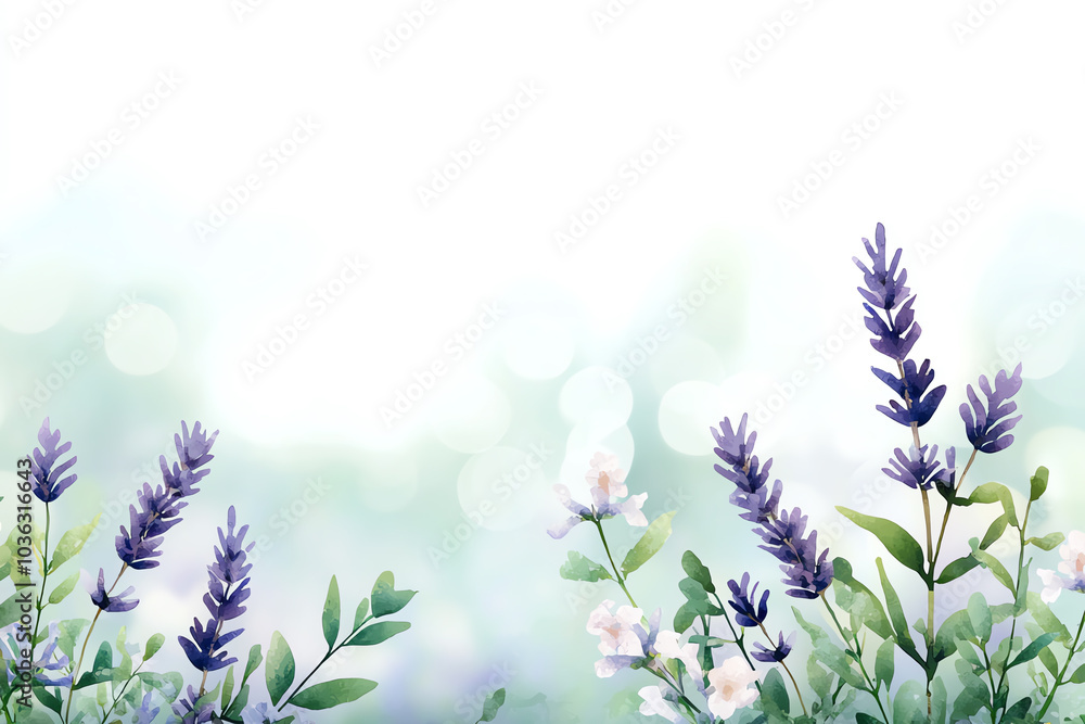 Naklejka premium Serene floral arrangement with lavender and delicate blossoms in a soft background