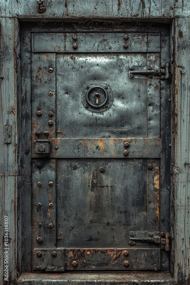 Military bunker's secure door highlights robust safety measures. Military bunker's secure door highlights robust safety measures.