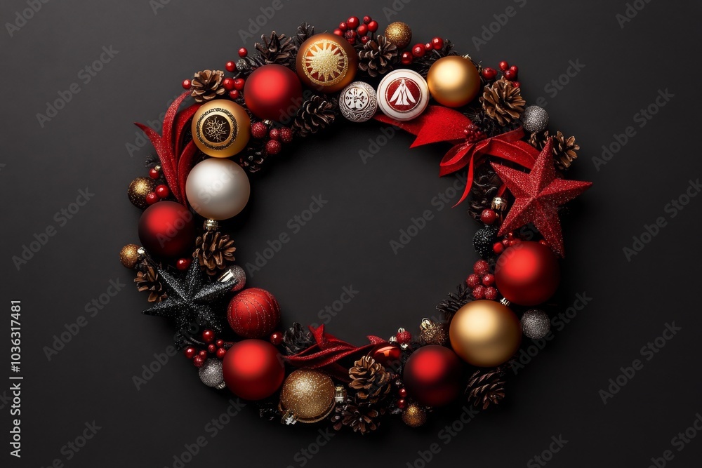 A unity-themed Christmas wreath, decorated with symbols from various cultures and religions intertwined with traditional Christmas elements A unity-themed Christmas wreath, decorated with symbols from various cultures and religions intertwined with traditional Christmas elements