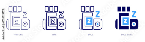 Sleeping pill icon in 4 different styles. Thin Line, Line, Bold, and Bold Line. Duotone style. Editable stroke