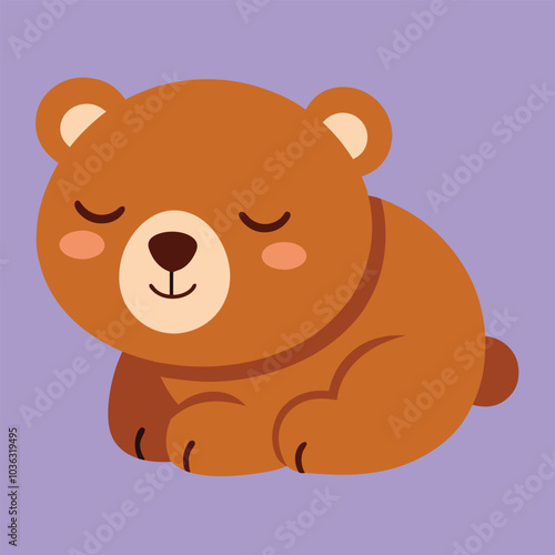 Cute Bear Cartoon Sleeping Vector Illustration. Animal icon Concept