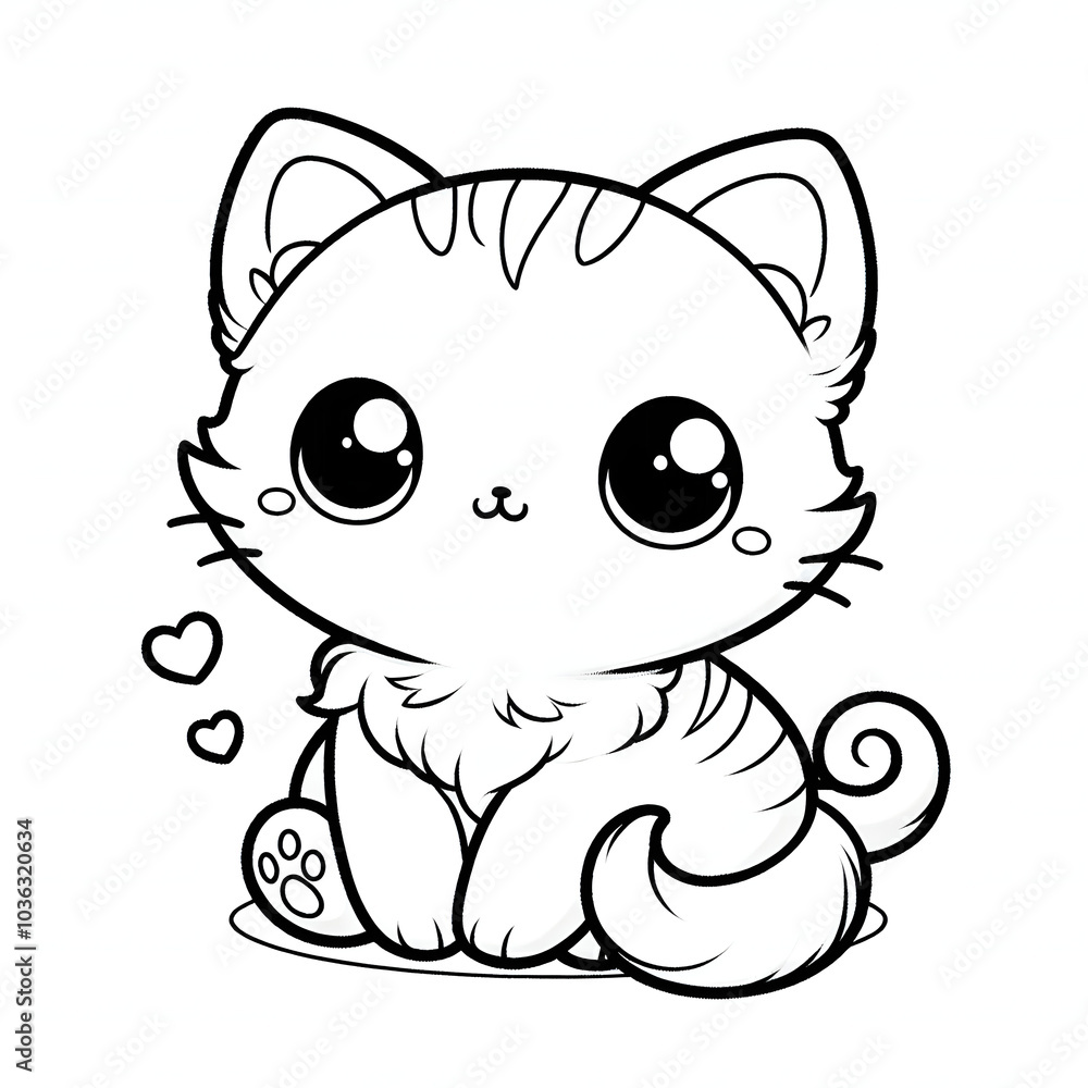 Gatito diseño Kawaii para colorear Gatito diseño Kawaii para colorear
