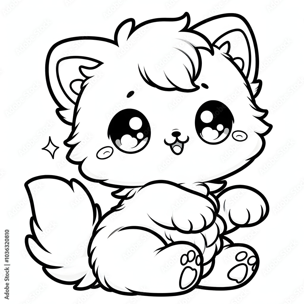 Gatito diseño Kawaii para colorear Gatito diseño Kawaii para colorear