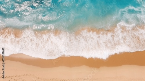 Serene Beach Scene with Waves and Sandy Shoreline