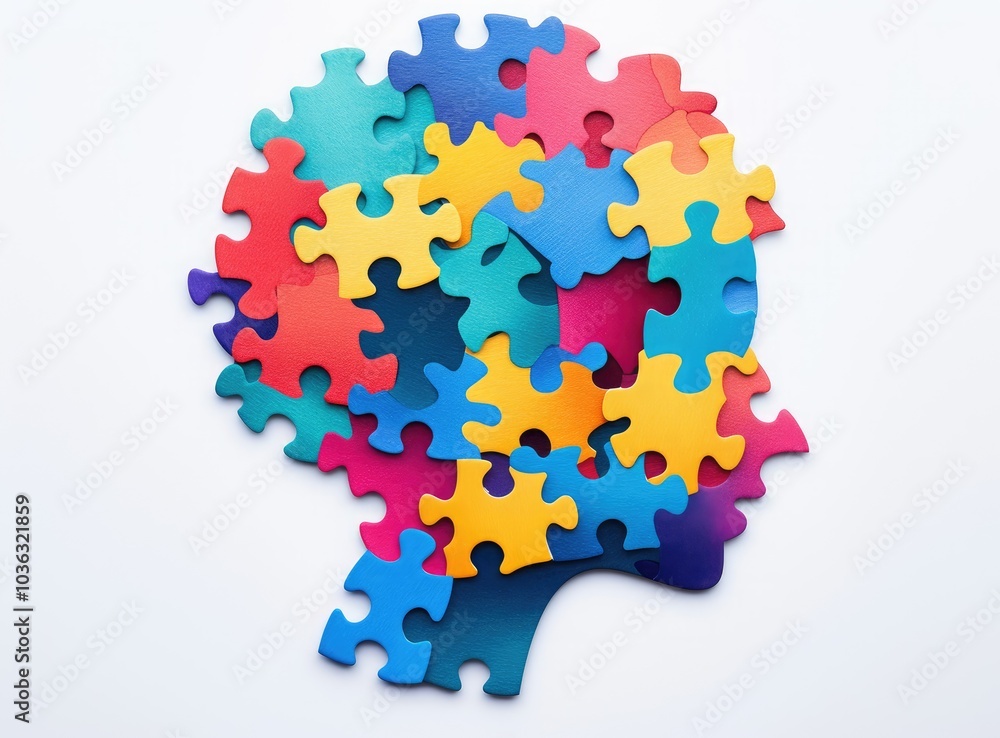 Brain shape made from wooden puzzle blocks. Logical thinking side of the brain Brain shape made from wooden puzzle blocks. Logical thinking side of the brain