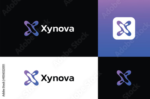 xynova, letter x logo, tech logo, x tech logo, ai logo