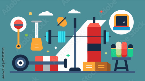 The gym provides a variety of equipment to cater to all fitness levels and preferences.. Vector illustration