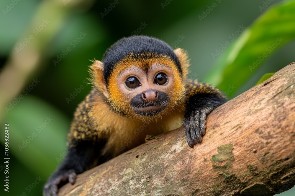 Nature, represented in a lush rainforest, with monkeys, birds, and dense plant life thriving in a balanced ecosystem Nature, represented in a lush rainforest, with monkeys, birds, and dense plant life thriving in a balanced ecosystem