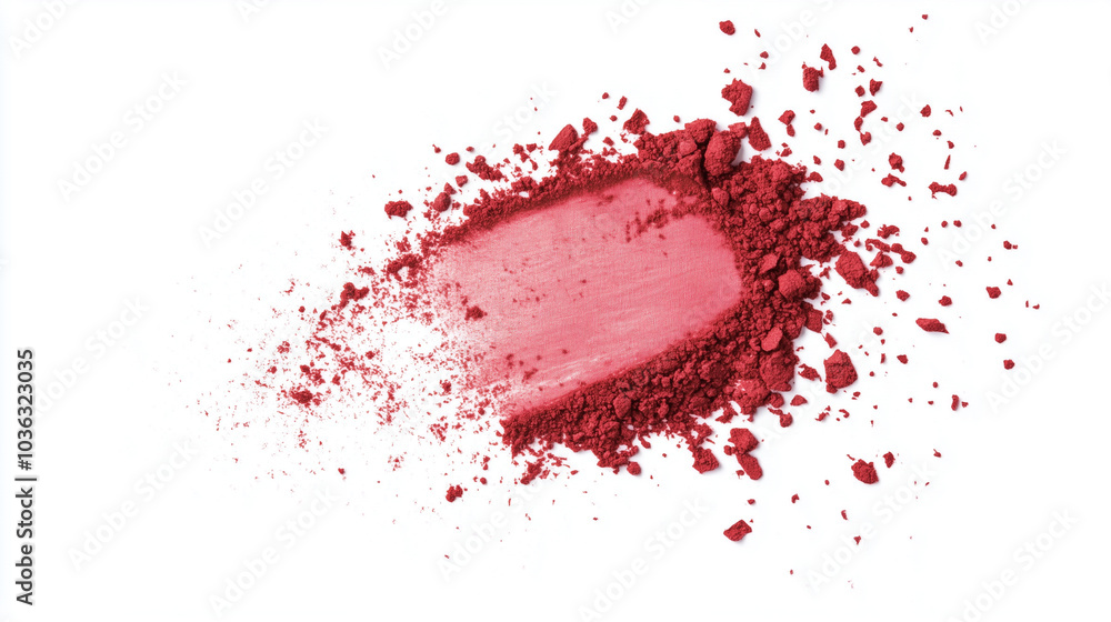 Closeup of a pink blush powder makeup on a white background Closeup of a pink blush powder makeup on a white background