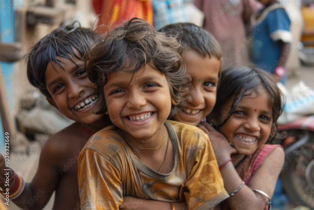 Portrait of a group of happy Indian kids Portrait of a group of happy Indian kids