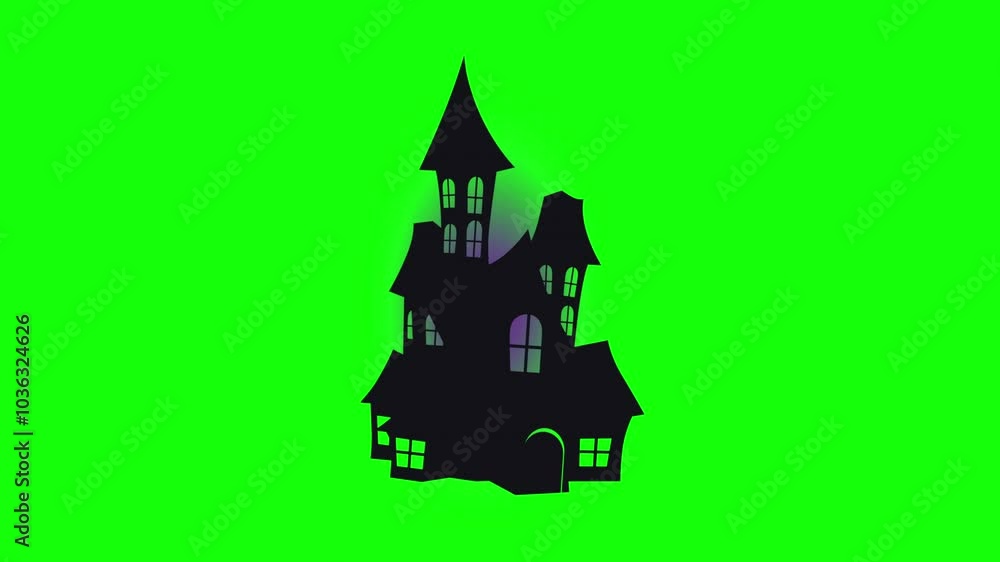Haunted house Halloween animation on green screen Haunted house Halloween animation on green screen