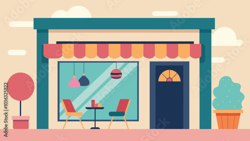 The knitting club transforming an empty storefront into a cozy knitting lounge inviting passersby to come in and join their crafting community.. Vector illustration