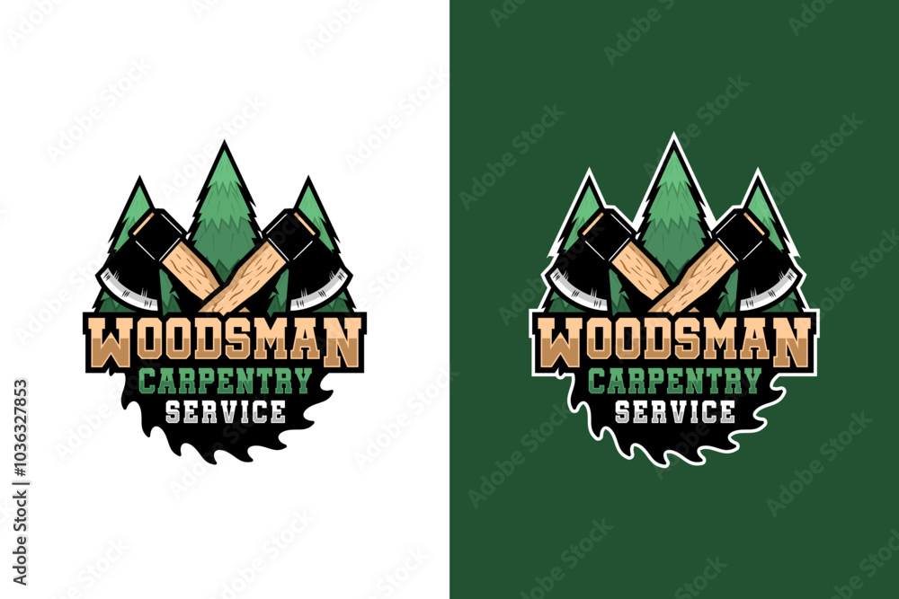 Woodsman carpentry service illustration design