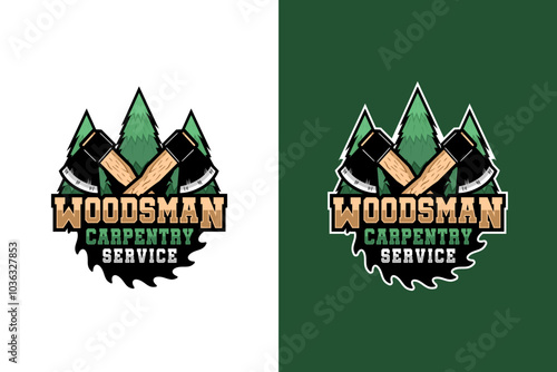 Obraz na płótnie Woodsman carpentry service illustration design w salonie