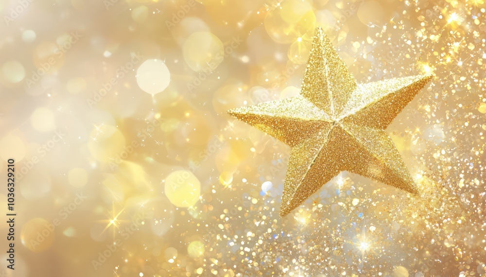 Celebratory background with a gold star and festive glitter. Celebratory background with a gold star and festive glitter.