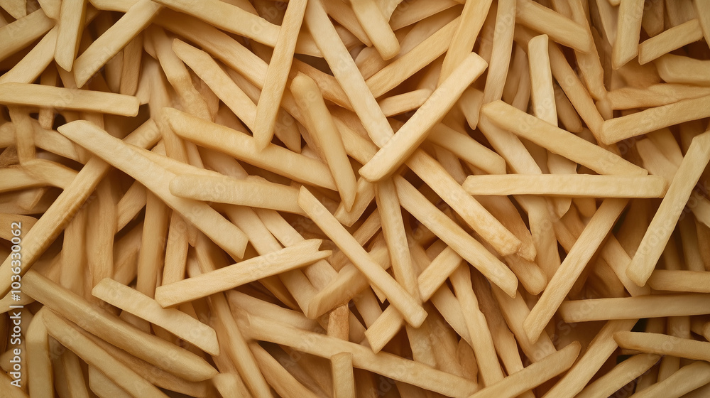 Overhead View of French Fries in a Pile Overhead View of French Fries in a Pile