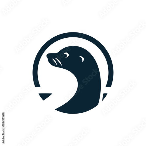 sea lion wild animal circle logo vector illustration template design