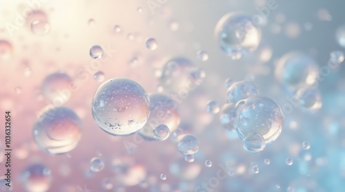 Wallpaper Mural Collagen Serum with Floating Liquid Bubbles in 3D. Skincare Cosmetic Cream Molecules Concept Torontodigital.ca