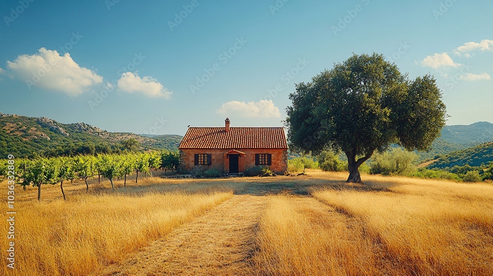 Tranquil Winery in Scenic Open Landscape Tranquil Winery in Scenic Open Landscape