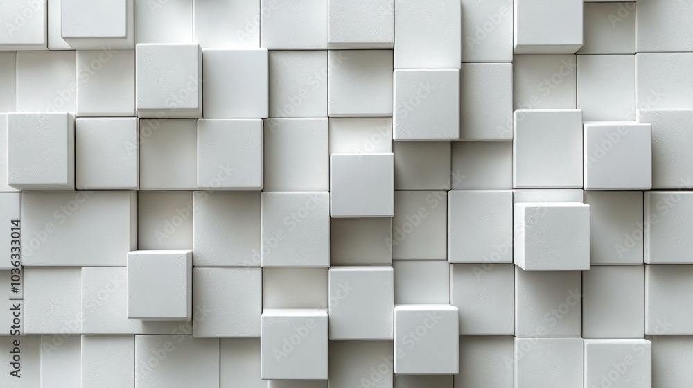 Abstract arrangement of white cubes creating a textured surface. Abstract arrangement of white cubes creating a textured surface.