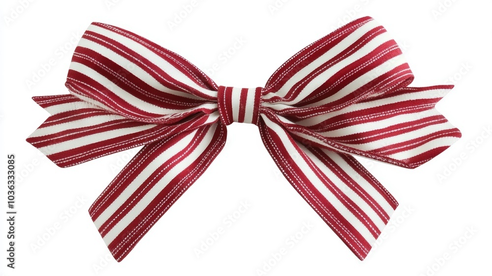 Red and White Striped Bow Gift Wrapping Festive Decor Holiday Decoration Red and White Striped Bow Gift Wrapping Festive Decor Holiday Decoration
