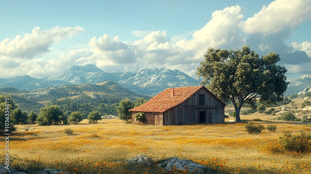 Rustic Winery in Serene Landscape Rustic Winery in Serene Landscape