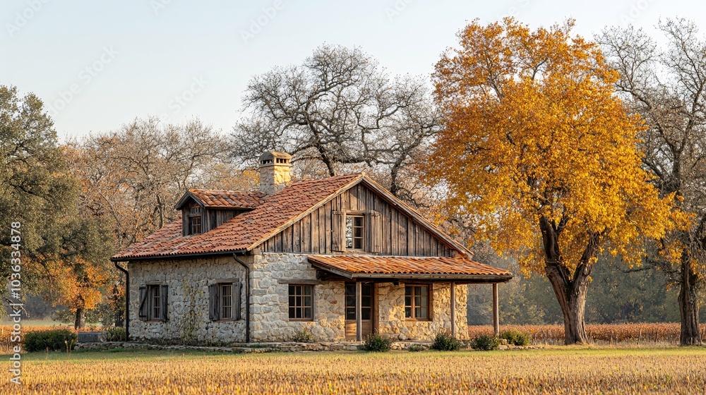 Rustic Wooden Winery Surrounded by Sparse Trees Rustic Wooden Winery Surrounded by Sparse Trees