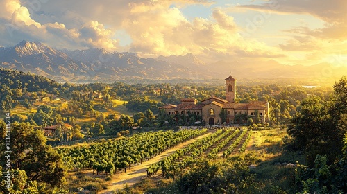 Serene Open Landscape with Sparse Forest and Mountains